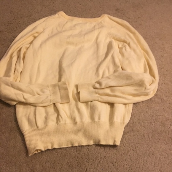 ✨ VTG Crewneck Knit Sweater Yellow Pastel V-neck S - Picture 5 of 5